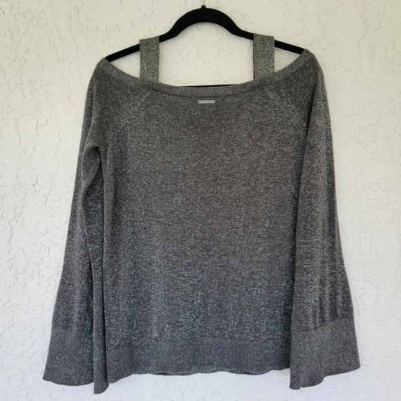 Michael Michael Kors Off The Shoulder Top Womens Size M Gray Silver Metallic - Picture 8 of 11